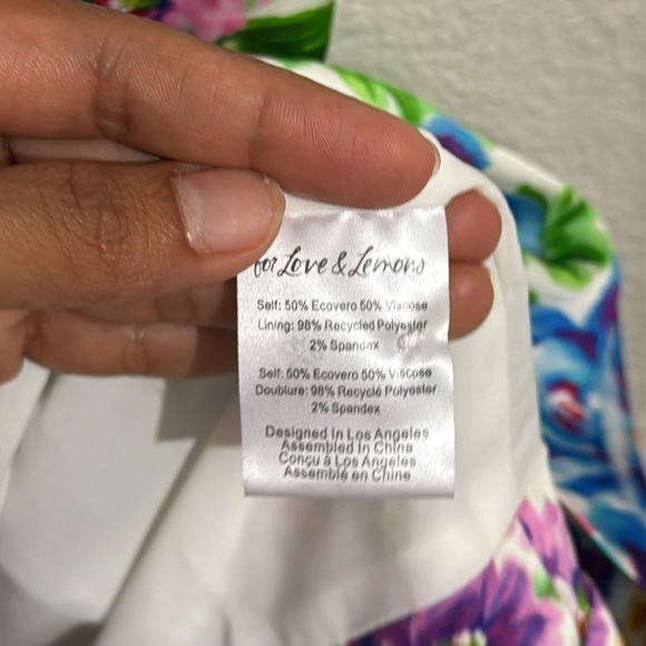 For Love & Lemons Lucy Mini Floral Dress Blue and Yellow Halter Sundress - Picture 7 of 9